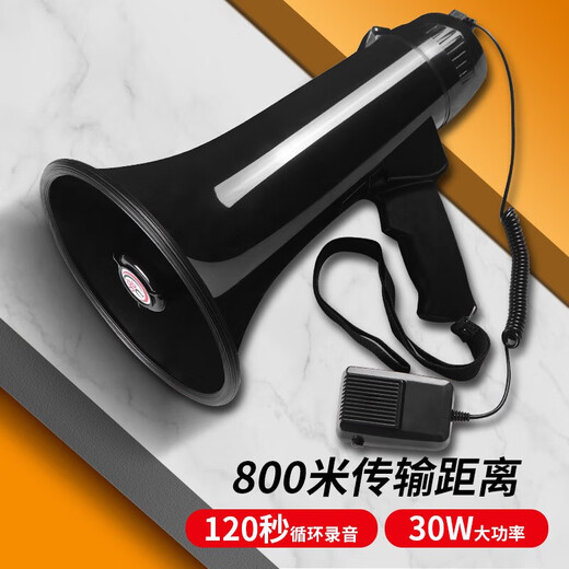 Thunder King CR-62 Black Megaphone 30W Outdoor Handheld USB Amplifier Portable Recording Amplifier Speaker Black USB Official Standard 2000 mAh Lithium Battery