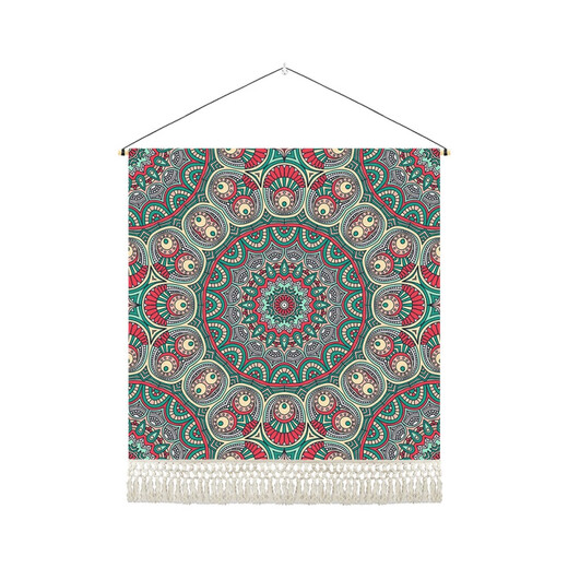 Geshang Nordic Retro Ethnic Style Bedside Tapestry Bohemian Inn Large Size Hanging Entrance Tapestry B&B Decoration G200-Mandala D-01 Width 80cm-Height 80cm Comes with Installation Package
