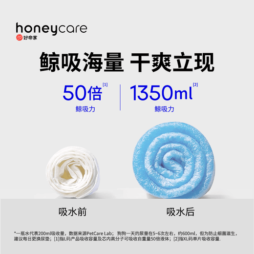 HONEYCARE Hao Mingjia Pet Dog Diapers Thickened Deodorizing Pet Diapers Rabbit Hamster Hao Ming Tian Tian Z Magic Funnel Refill M-50 Tablets (Thick Type)