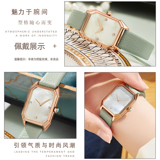 Zhuo Lei is suitable for Armani small green watch AR11302 1959 AR11149 women's pebbled leather watch strap accessories light green-gold pin buckle 14mm