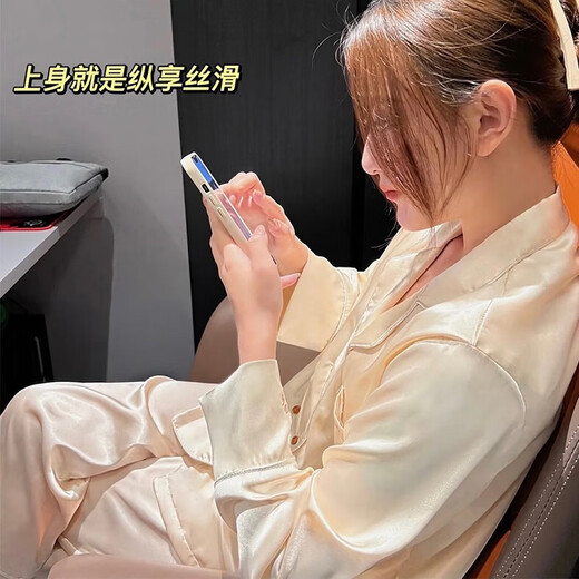 Miss Polly's privately customized pajamas for girls, embroidered home clothes for men, practical and high-end birthday gifts for wife and best friend, champagne color for women, free embroidery, SF Express M