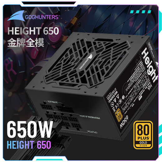 Great Wall Liejin H Series Gold Medal Full Module Desktop Host Desktop Computer Power Supply Leakage Monitoring/Single 12V/Full Voltage/Automatic Start and Stop H6 650W Gold Medal Full Module/Leakage Monitoring