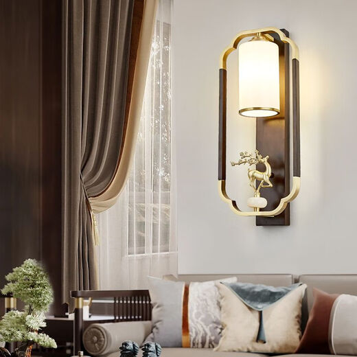 Yaotian Modern New Chinese Style Wall Lamp Full Spectrum Black Walnut Jade Lamp Living Room Rechargeable Wiring-Free Model 1001-Hour Left