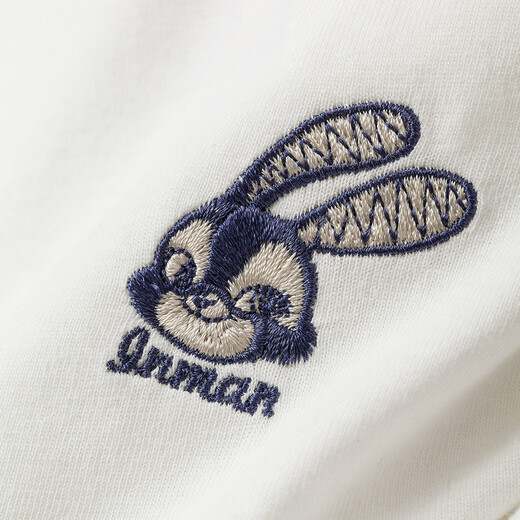 INMAN pure cotton comfortable and fun embroidered white T-shirt for women 2026 spring new loose comfortable casual versatile top off-white-rabbit-K18518440H1 L