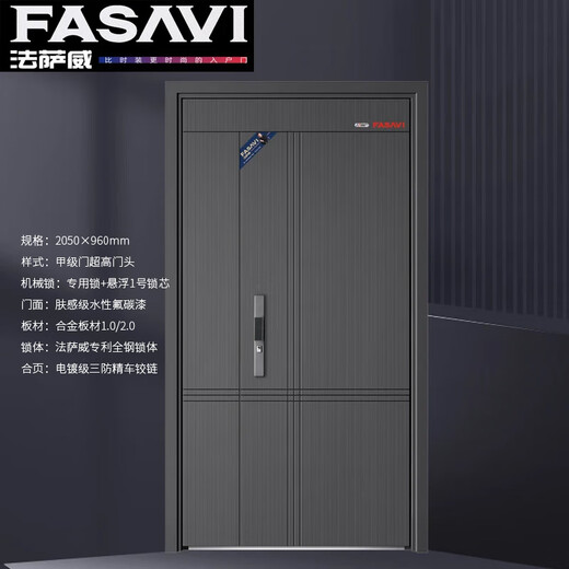 法萨威·（FASAVI） 莫雅 甲级防盗门入户门+智能指纹锁 机械锁