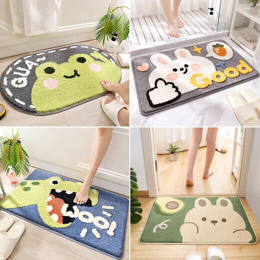 Segana bathroom absorbent floor mat bathroom door step mat cute non-slip mat home carpet door mat entry door mat Akita dog 40*60CM two pieces
