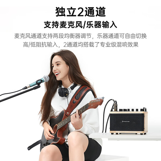 Music Knight D2 musical instrument speaker stringless guitar playing electric blowpipe saxophone special portable Bluetooth live broadcast in-recording sound D2 oak color