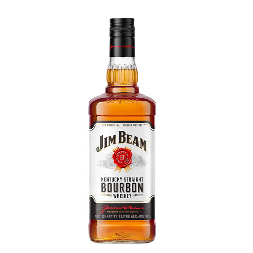 金宾（Jim Beam）洋酒 白占边 美国肯塔基州 波本 调和威士忌  原瓶进口 金宾波本威士忌 1000mL 1瓶 -裸瓶