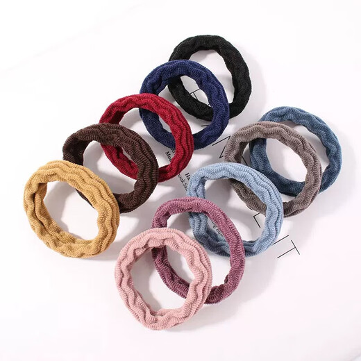 Jisenjia INS Large Intestinal Hair Tie High Ponytail Ball Head High Elasticity Hair Rope Hollow Design High-end Hair Accessories Headband Wave Mixed Color (10 Pack)
