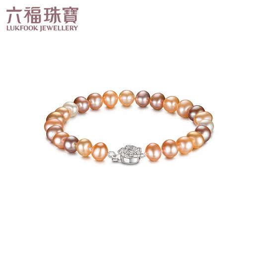 Lukfook Jewelry Freshwater Pearl Bracelet Ag925 Flower Shape Buckle Symphony Pearl Bracelet Birthday Gift for Women Total Weight Approximately 10.68 Grams
