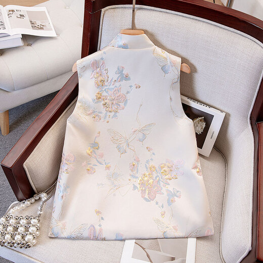 Sibaishe new Chinese style vest for women 2025 autumn new style retro national style commuter single breasted side slit vest