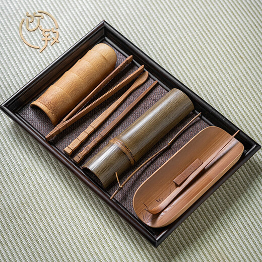 Yinzhi Natural Bamboo Tea Clamp Three-piece Set Kung Fu Tea Set Solid Wood Tea Pick Tea Spoon Tea Lotus Tea Ceremony Parts Old Bamboo Tea Clamp Three-piece Set