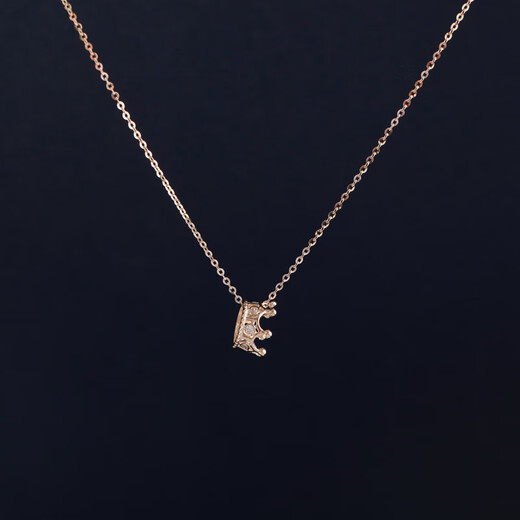 Library selection JINJEWELRY pure 14K gold pendant small hollow simple three-dimensional crown pendant necklace necklace 14K gold pendant does not include chain