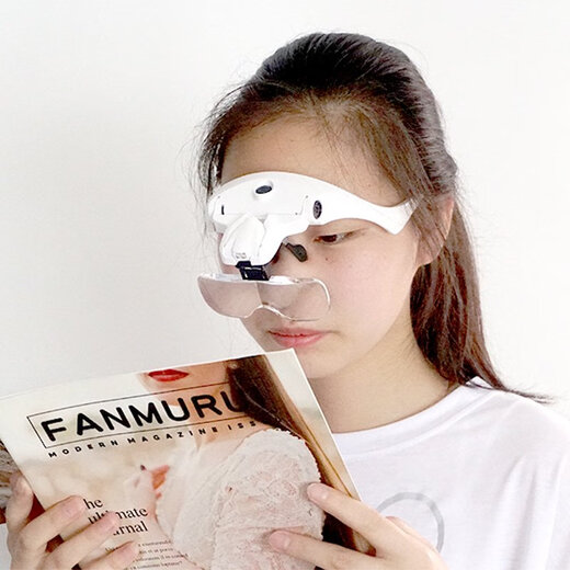 拜斯特充电头戴眼镜式阅读维修放大镜带LED灯挑燕窝毛清晰轻巧舒适阅读 BST-9892B2CUSB充电款内置锂电