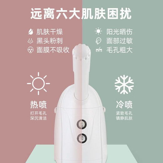 Golden Rice Facial Steamer Hot and Cold Dual Spray Nano Spray Beauty Instrument Hydrating Cold Spray Humidifying Facial Steamer Facial Steamer KD169A White Hot and Cold