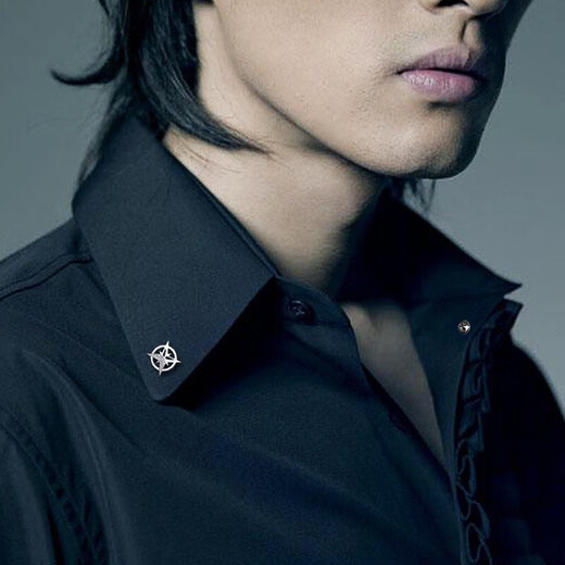 Maimed Brooch Six-Pointed Star Two-pack Men's Suit Small Lapel Pin Shirt Collar Button Badge Button Accessories Gift for Boyfriend Six-Pointed Star Brooch Silver Two-pack