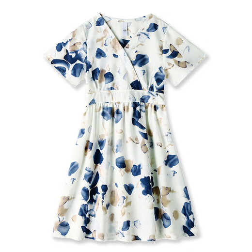 Boonpu's new spring and summer Sanya travel beach skirt, parent-child outfit for photo taking, seaside vacation, slim bohemian dress, retro splash ink print suit, mother's skirt M