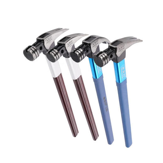 Huili is suitable for wooden wells, square claw hammer, insulated handle, high carbon steel woodworking hammer, multi-purpose nail hammer, life-saving aluminum tube, blue handle hammer head, 8 two round head, curved tail
