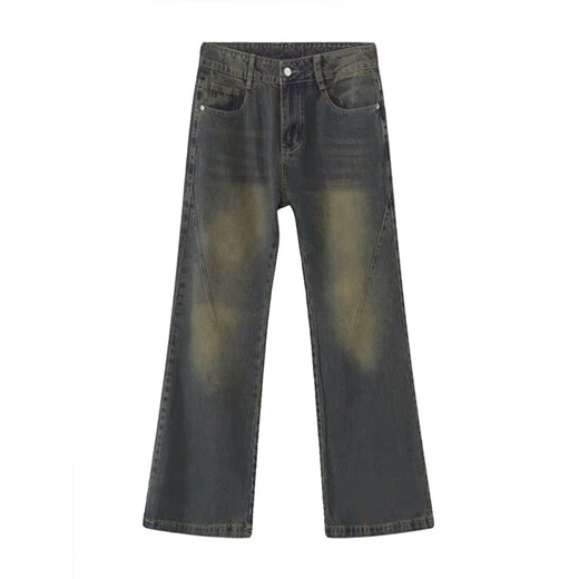Digada American retro high street vibe style jeans men's spring and autumn high-end trousers straight and slightly flared pants men's trend CYXFS-N829 blue L
