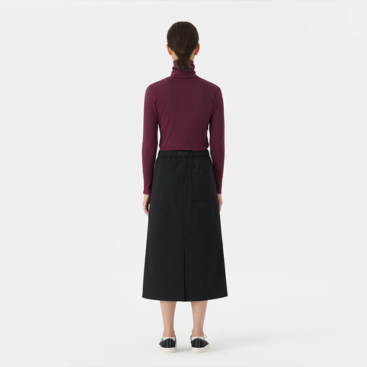 MUJI women's mercerized twill narrow skirt long skirt women's autumn skirt BEY02C4A black L (165/70A)