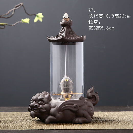 American and foreign new Chinese Zen backflow incense burner, glass cover, windproof, indoor household ornaments, sandalwood, agarwood, smoke, lotus base - praying to the great sage 60 pieces mixed floral fragrance R