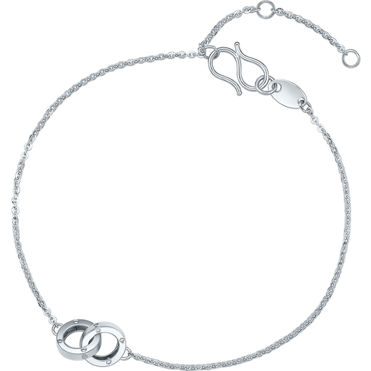 Saturday Fu PT950 platinum bracelet women's double ring bracelet B078408 about 1.99g 16+3cm birthday gift