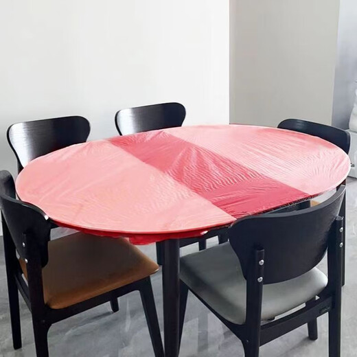 New disposable tablecloth, ultra-thick, elastic, automatic drawstring, no-wash, transparent, special table cover for restaurant food stalls, round table diameter 120cm, red 10 pieces