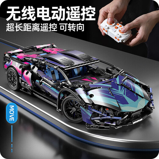 Compatible with building blocks Cyberpunk 911 Rambo Star Gini sports car children's toy remote control car model Cyber Star Rambo - static version 1314 particles