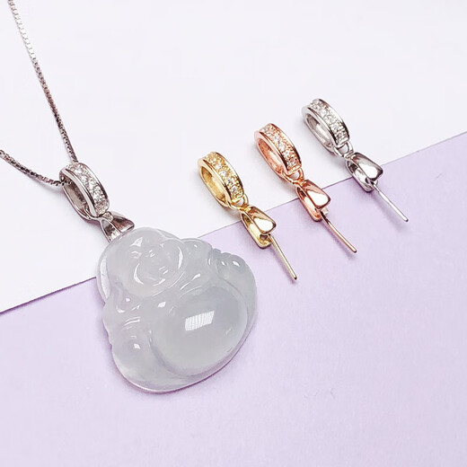 Fat Donglai's same style jade pendant buckle head 18K gold small jade pendant buckle crystal chain buckle accessories style 3 gold color