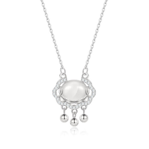 Farcoko brand peace lock necklace women's white chalcedony clavicle chain fashion jewelry Valentine's Day birthday gift for girlfriend and wife Chalcedony peace lock necklace - exquisite high-end gift box