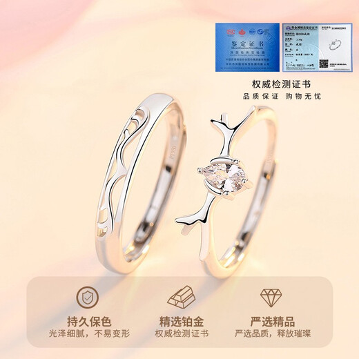 Ji Shizhe (GIEVSZHE) PT950 platinum ring, platinum, Yilulu You, a proposal, wedding couple, ring engraving, Valentine's Day gift, Yilulu You, a platinum pair of rings (the opening can be adjusted) (free engraving)