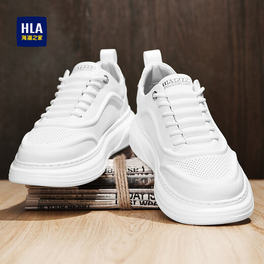 海澜之家男鞋秋冬2025新款经典板鞋男小白鞋增高男士运动休闲鞋透气鞋子男 白色 41 【运动码】
