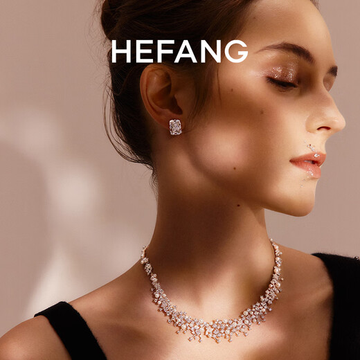HEFANG Hefang Jewelry Nebula Sugar Cube Earrings Silver Earrings Women's Light Luxury High-end Birthday Gift for Girlfriend Silver