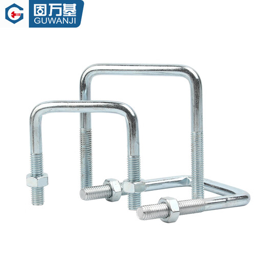 Guwanji galvanized right-angle U-bolt U-shaped screw tube clamp fixed buckle with nut combination set large national standard M6x60x100 (5 sets)