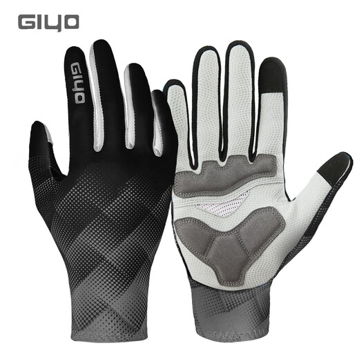 GIYO wind-breaking cycling gloves autumn and winter warm road mountain bike fleece full-finger men's outdoor equipment women S-09-black gray (5-20 C) M