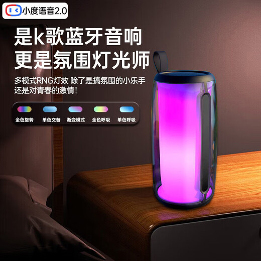 Newmine (Newmine) Douyin same style M18 audio speaker Bluetooth Xiaodu AI Bel Canto singing artifact K song microphone audio integrated built-in sound card KTV home portable outdoor 90% of buyers choose top version chip upgrade - black