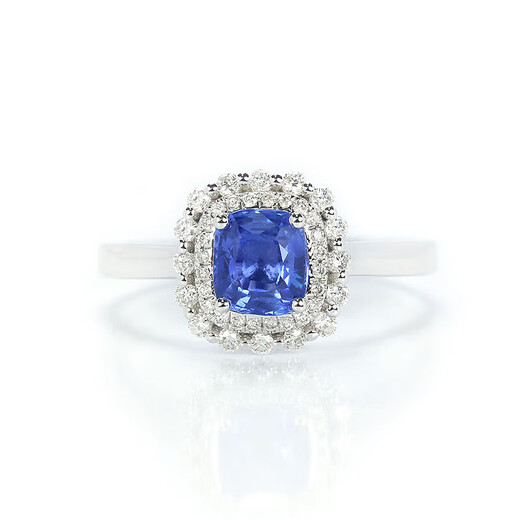 Haikai Ring Women's Blue Sapphire Ring Luxury Jewelry Chinese Valentine's Day Birthday Gift for Wife and Girlfriend Sapphire Diamond Ring (0.94 carat/18k gold)