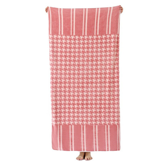 Korallenmerze Haushalt Erwachsener Wasserabsorbing Badetuch 9214 Houndstooth Green 90*170 cm