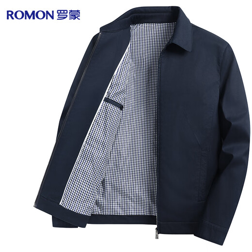 Romon 100% cotton jacket men's young and middle-aged spring and autumn coat work wear casual lapel dad wear men's jacket