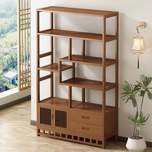 Feikuang Bogu rack new Chinese style Duobao Pavilion storage rack tea display cabinet non-solid wood ornaments cabinet tea set living room bookshelf 80cm long six layers classic style