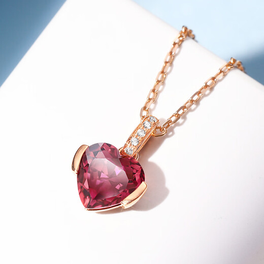 IL&CO Youke Sweetheart Beauty 18K rose gold 1ct natural red tourmaline pendant diamond necklace girl birthday gift 1 carat deep red tourmaline pendant with silver chain