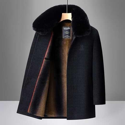 Dad's cotton coat plus velvet thickening autumn and winter middle-aged men's cotton coat woolen middle-aged and elderly grandpa chenille coat dark gray Y2524 5XL recommended 170-190Jin Jin equals 0.5 kg