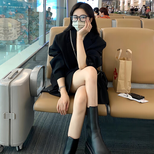 GARNUO black small suit jacket women's two-piece suit 2026 spring and autumn new high-end small loose casual suit black suit XL 131-150Jin Jin equals 0.5 kg