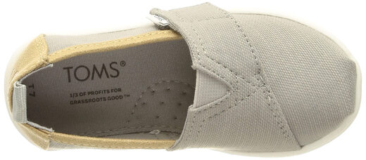 TOMS children's canvas shoes, unisex for 8-12 years old, comfortable round toe, elastic upper, gray 4 Big Kid