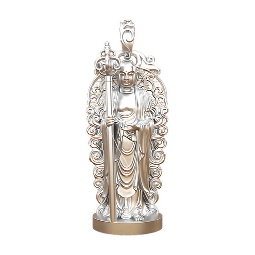 Fengyan Ksitigarbha Bodhisattva pendant new three-dimensional solid Ksitigarbha Buddha statue Buddha amulet s925 silver standing sticker none
