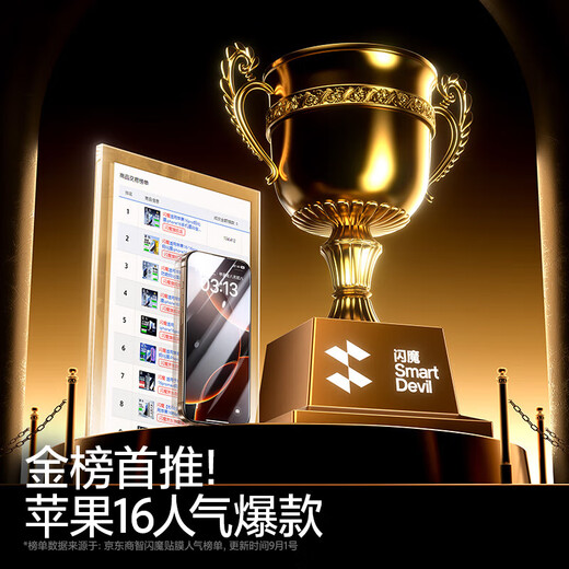 Flash Magic Super anti-fall without black edges, suitable for Apple 16pro tempered film, iPhone16promax mobile phone film, ultra-clear anti-fall protective eye film 16PM high-definition anti-fingerprint, 2 pieces, enhanced explosion-proof and anti-fingerprint, Apple iPhone16Pro