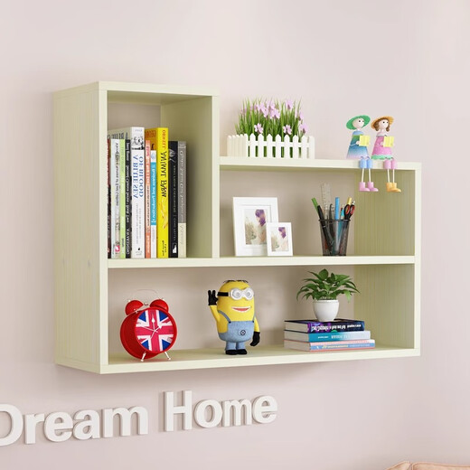 Yimei Tianhe wall storage rack without punching wall-mounted storage cabinet bedroom wall closet creative grid wall cabinet home bookshelf extended version length 80 width 15 height 60 teak color