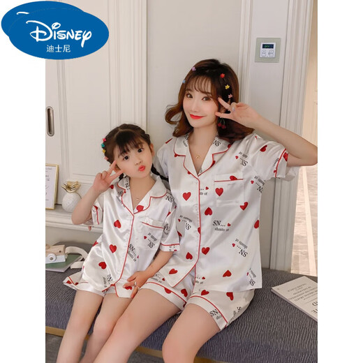 Disney Parent-Child Pyjamas Summer Ice Silk Silk Silk à manches courtes Mère et fille Big Children Children Children Children Air Climing Clothing Home Set QN1048 Courte-manche longue. Taille du pantalon 8 [adapté au poids 25-30 Jin [Jin est égal à 0,5 kg]]]