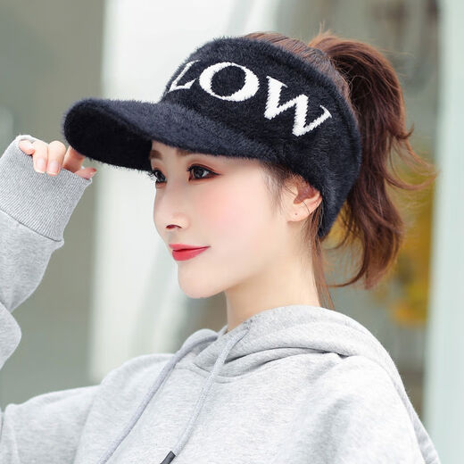 Wujiang Miaopin golf hat women's empty top hat autumn and winter women's fashionable knitted hat trendy Korean version duck tongue baseball cap sports hat FALLOW empty top style black
