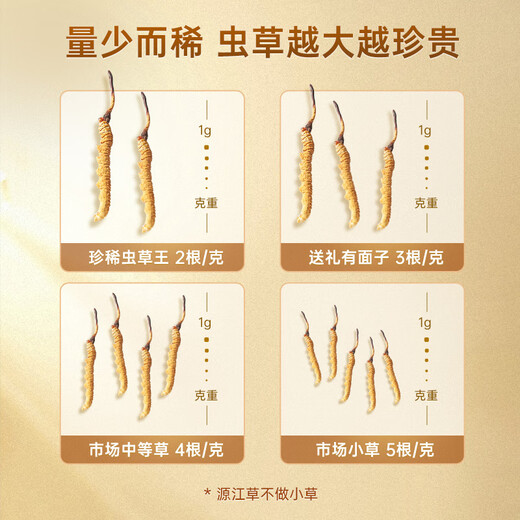 源江草 冬虫夏草4根/g 5克约20根头茬虫草礼盒 送礼滋补品送长辈父母